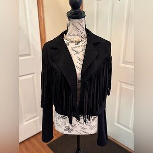 Western Black Fringe Jacket L Coat